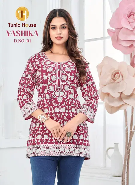 Yashika By Tunic House Georgette Shiffly Worked Short Tops Bulk Orders In India